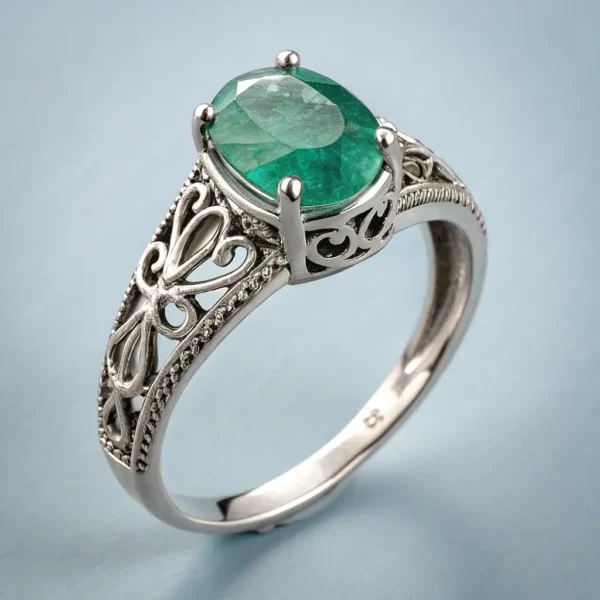 Silver Ring with Green Stone